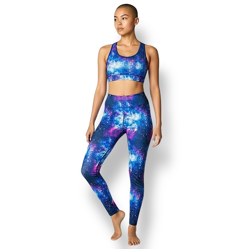 4/$20 Galaxy Print Leggings Blue Purple Space Yoga Activewear Stretch Leggings - Picture 3 of 3